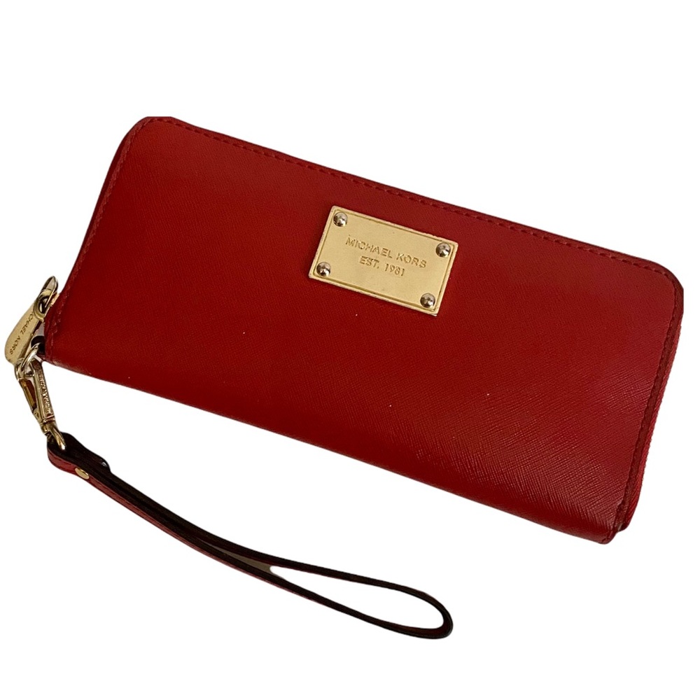 Michael Kors Red Leather Wristlet or Large Rectangular‎ Wallet